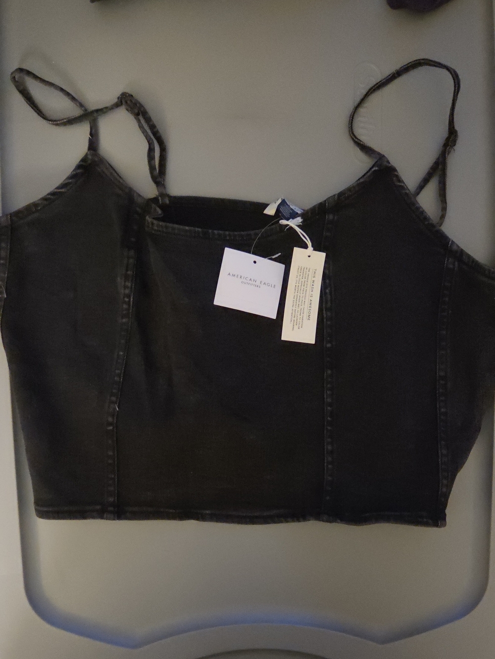 American Eagle Outfitters Black Denim Cropped Cami